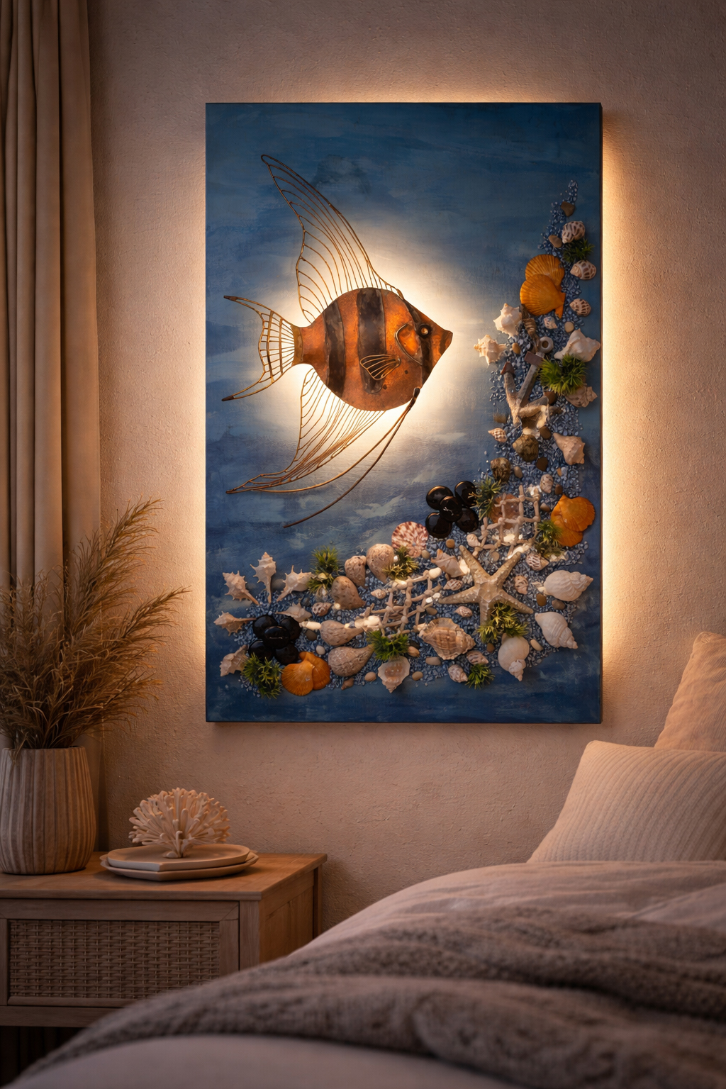 Cuadro de pez marino iluminado