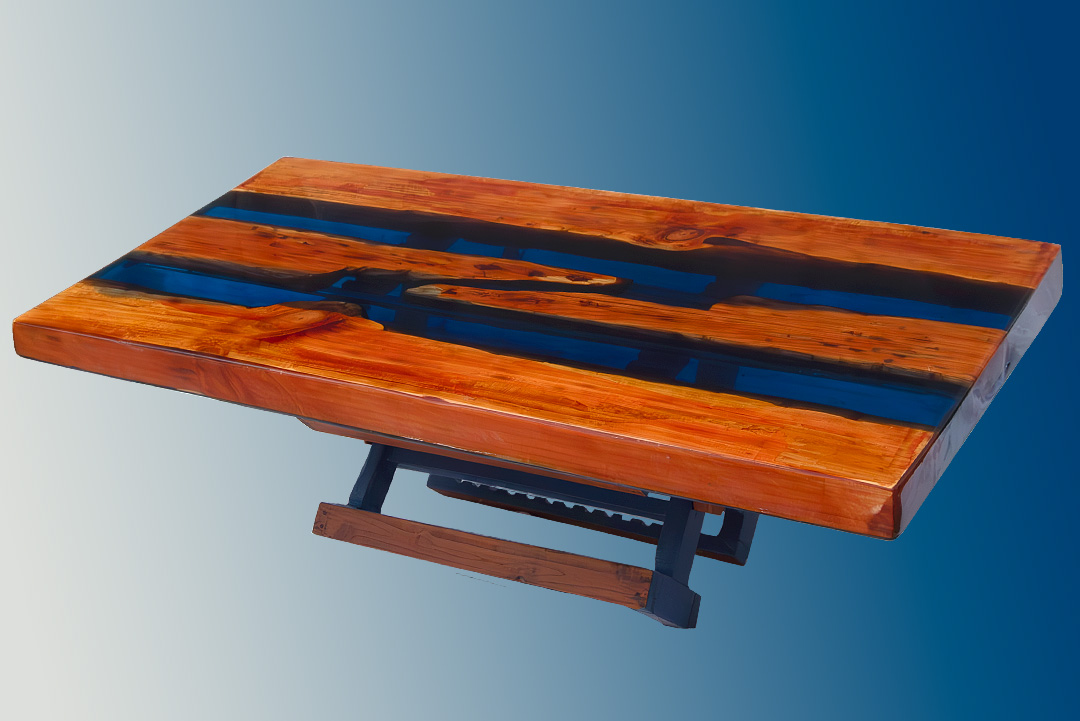 Mesa Mumus de madera maciza y resina de epoxi